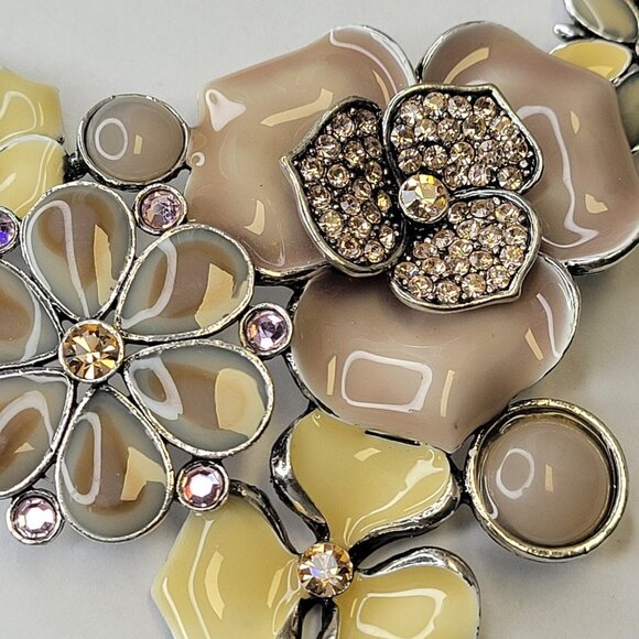 Floral Enamel Statement Necklace and Earrings Set - Picture 7 of 15